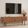 WERMO 71’’ TV Stand with Storage and Shelves for 65-75 inch TV. Wood Entertainment Center with Doors for Living Room and Bedroom, Mid Century Modern Console Table, Television Stand (Walnut) - size: 71 Inch