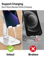OCYCLONE Phone Stand, Adjustable Height and Angle Foldable Cell Phone Stand Holder for Desk, Taller iPhone Stand Compatible with 4.7"-13" Smartphones iPad Tablet, White - color: White