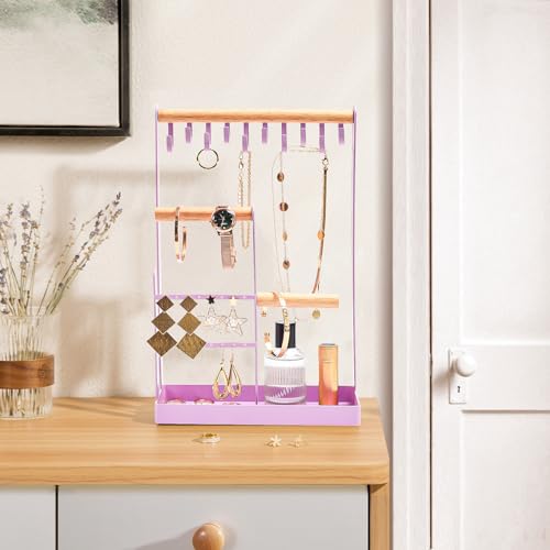 ProCase Cute Jewelry Stand, Aesthetic Jewelry Organizer for Dresser Vanity, Jewelry Holder Display for Necklaces Earrings, Gifts for Teen Girls Women, Bedroom Dorm Decor -Medium, Purple - color: Purple, size: 12.6" Height