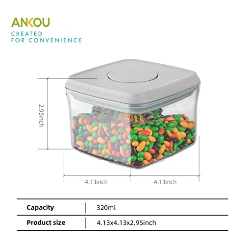 Ankou Airtight Food Storage Container - 0.32 QT （380ml Small Pop Up Food Containers With Lids, Bpa Free Stackable Container for Sugar Tea Candy- 8 Labels - Clear - color: 0.32 QT