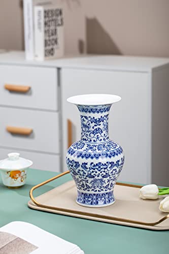 Blue and White Vase, Blue Vase, Chinoiserie Vase, Blue and White Ginger Jar Vase for Home Decor, Blue and White Porcelain Decor,10 "H - size: Blue 10"H