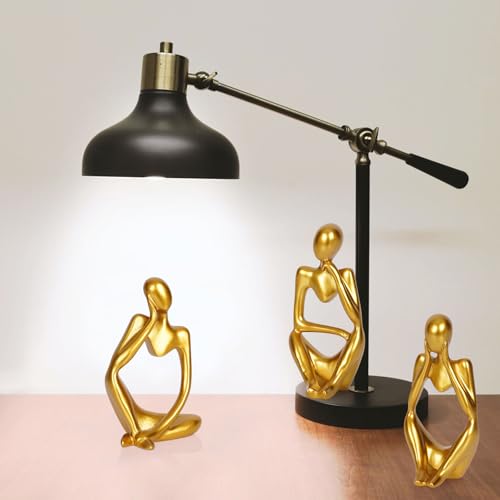 Sandstone Resin Thinker Style Abstract Sculpture Statue Collectible Figurines Home Office Bookshelf Desktop Decor (Small Gold, 3pcs) - color: Small Gold, size: 3pcs