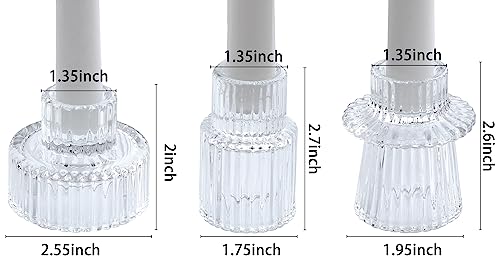 Vixdonos Glass Candlestick Holders Tealight Candle Holders for Table Centerpieces, Wedding Decor and Dinner Party (3 Pcs, Clear) - color: Clear, size: 3 Pcs