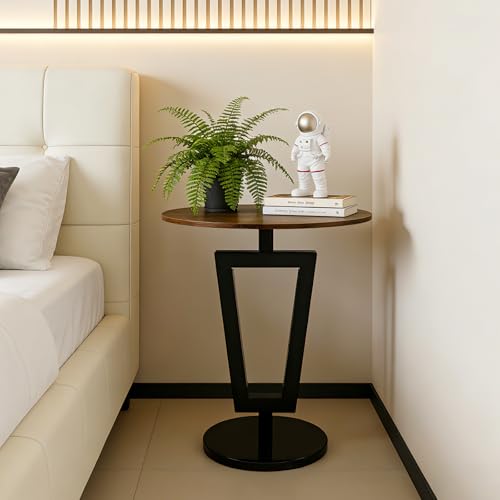 Round 17x19 inch End Table Heavy Duty Modern Side Table Stable Sofa Side Table with Marble Base Accent Coffee Table Nightstand for Living Room Bedroom-Amber - color: Amber-b