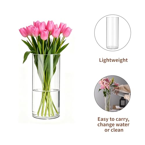 3 Pack Acrylic Cylinder Vases, Non-breakable Vase for Centerpieces, 10 inch Tall Clear Flower Vase Bulk Floating Candle Holder for Wedding Table Home Decor and Party - size: 3 Pack(4''W x 10''H & 5''W x 10''H & 6''W x 10''H)