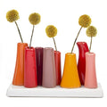 Chive - Pooley 2, Ceramic Flower Vase, 8-Tube Shape (Pumpkin) - color: Pumpkin