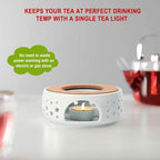 KAYCROWN Teapot Warmer, Ceramic Tea Warmer for Teapot, Tealight Warmer with Tealight Holder for Heating Coffee Milk Tea Warmer, Teapot Heater (White)
