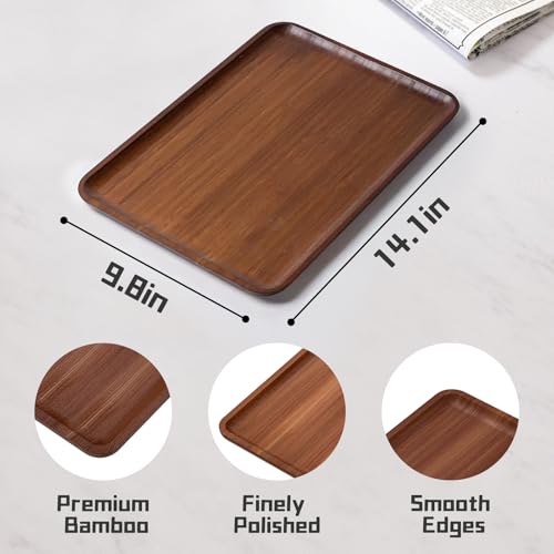 XZHXFX Bamboo Vanity Tray, Decorative Tray for Counter, Coffee Table, Kitchen, Bedroom (Large) - size: 14.2" x 9.8" x 0.6"