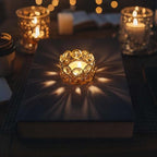 24 Pack Gold Metal Crystal Tea Light Candle Holders - 2.4"x1.6" Bulk Small Votive Candle Holders for Wedding, Home, Party Table Centerpiece Decorations