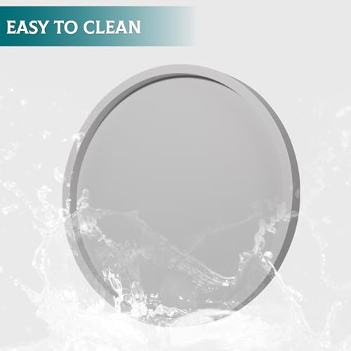 Silicone Bathroom Tray Round Vanity Tray Decorative Soap Holder Kitchen Countertop Organizer Coffee Table Decor for Candle, Perfume, Plant, 9 Inch, Light Grey - color: Light Grey, size: 9"