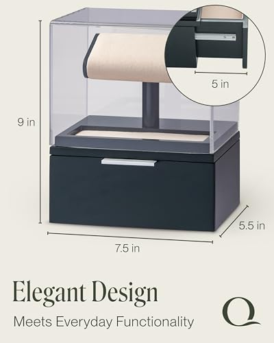 QWATCH Watch Stand Display Case - Acrylic Watch Box for 2 or 4 Watches with Jewelry Valet Tray and Drawer - color: Single - Green / Ivory