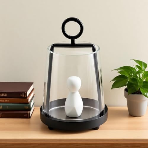 6" Wide Modern Farmhouse Metal Hurricane Candle Holder with Handmade Sturdy Glass Sleeve in Black for Pillar Candle & Plants, Glass Hurricane Lantern, Industrial, Minimalistic - color: Black, size: 6"x10"