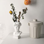 David Statue Vase - 6 Inch Greek Bust Head Aesthetic Planter White Home Decor Roman Style Resin Succulent Flower Planter Pot Sculpture Brushes Holder Makeup Pen Holder