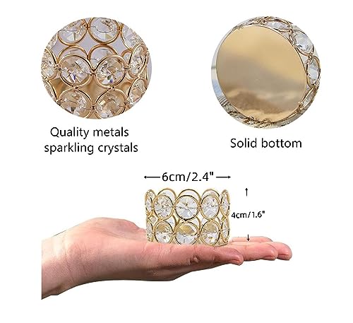 Gold Crystal Tea Light Candle Holders Bowl Tealight Candle Holders, Decorative Cylinder Diamond Votive Candle Stand Table Centerpieces Wedding, Party, Home Decoration