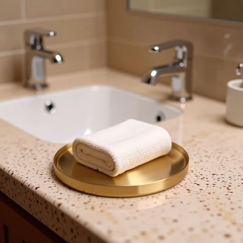 Gold Round Tray,Decorative Antique Bowl,Stainless Steel Fruit Bowl for Entryway Table Kitchen Counter,Jewelry Dish Candle Plate for Home,Dining Table,Shoe rack Decor (Gold, 7.5") - size: 7.5"