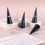 AUEAR, 6 Pack Cone Shape Acrylic for Jewelry Showcase Display Stand (Clear & Black White) - color: Clear & Black & White, size: 6 Pack