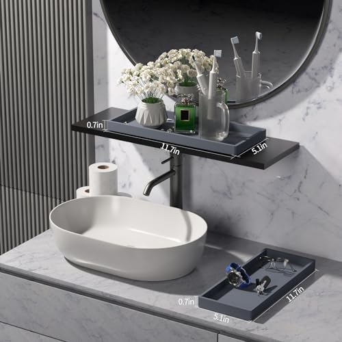BBK Bathroom Trays 2 Pack (Large, Gray) - Silicone, Rectangular, Dishwasher Safe - Organize Toiletries & Grooming Products - color: Gray (2-pack Large)