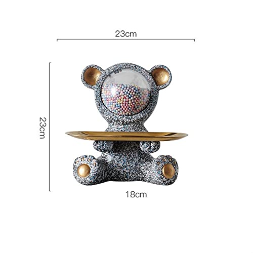 Furnishing Crafts Home Decoration Bear Small Objects Storage Tray Resin Luxury Decoration Home Creative Gifts Living Room Sculpture (Color : Colour) - color: Colour