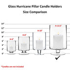 CYS EXCEL Glass Hurricane Pillar Candle Holder (H:13.5" W:8") | Multiple Size Choices Short Stem Candle Centerpieces | Stemmed Glass Cylinder Candle Vase - size: H-13.5" W-8"