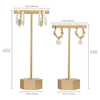 GemeShou Gold Metal 2pcs T Bar Earring Retail Display Stand for show, Tabletop Jewelry Tower Holder for Girl Women【Gold-Hexagon Base 2pcs Height 4.5" and 5.3"】 - color: A3/Gold Hexagon Base 2pcs Height 4.5" and 5.3"