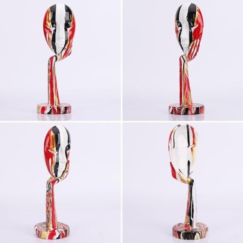suruim Simple Creative Colorful Female Face Art Statue Thinker Sculpture Abstract Character Crafts Ornament Home Office Bedroom Living Room Study Decoration (Large-1 15.3in) - size: Large-1