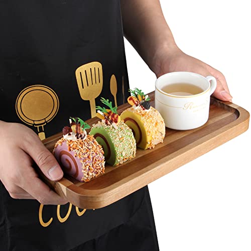 2 Pcs Rectangular Serving Platters for Food Dish Party Wooden Charcuterie Boards 14" x 7" Acacia Wood Trays for Kitchen Counter Decor Rectangle Dessert Plates Cheese Board Snack Appetizer Platter - size: 14" x 7"