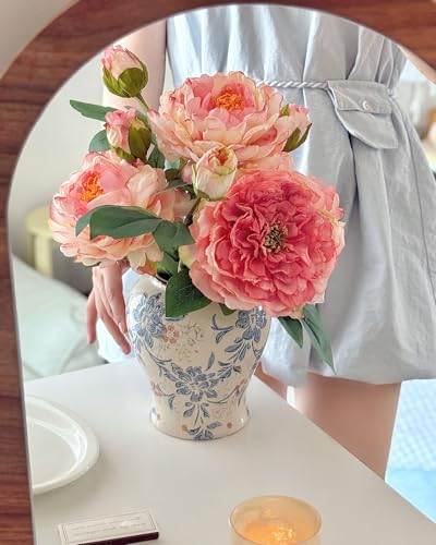 Vintage Blue and White Ceramic Vase, Porcelain Decorative Ginger Jar Flower Vase for Centerpiece Living Room Table Shelf, Chinoiserie Country Decor - color: Multicolor, size: Small