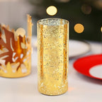 WGVI Hurricane Candle Holder Sleeve, W: 5", Ht: 10", Gold Speckled Glass Cylinder Open Both Ends, Chimney Tube Shade, 1 Piece - size: 5x10"H