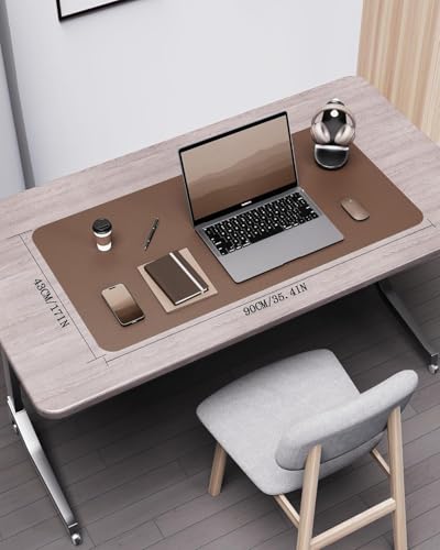 YSAGi Double-Sided Desk Pad, 35.4"x17"Leather Desk Mat, Eco Cork Desk Pad Protector,Large Mouse Pad,Waterproof Desk Blotter for Office/Home(Coffee) - color: Coffee+cork, size: 35.4"x17"