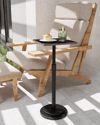 Versatile End Table with Metal Base, Height Adjustable, Vintage Square Indoor Metal Plant Stand, for Sofa, Bedside Small Couch, Living Room and Bedroom, 1 Pack, Black, GBZ001SB-1 - color: Black, size: Square
