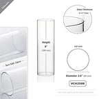 WGVI Hurricane Candle Holder Sleeve, Wide 2.5", Height 8", Clear Glass Cylinder Candleholder, Chimney Tube, Open Ended Candle Shade, 1 Piece - size: 2.5"x8"H