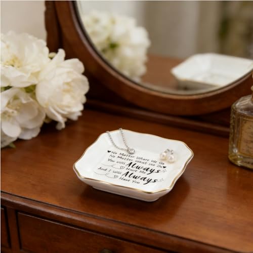 Long Distance Friendship Gifts for Women, Wherever We Go Ceramic Jewelry Dish, Trinket Jewelry Tray for Best Friend, Birthday, Christmas, Farewell, Thank You Gifts for Bestie, Sister - ASC - color: Long distance friendship
