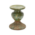 Creative Co-Op 2-Tone Sculptural Terracotta Pillar Candle Holder, Distressed Green - color: Green, size: 5.5" W x 6.5" H