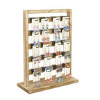 Ikee Design Wooden Jewelry Display Rack with 20 Removable Metal Hooks, Earring Card Display Holder Stand for Earring Cards, Necklaces, Bracelet, Keychain Stand, Oak Color - color: 4) Oak