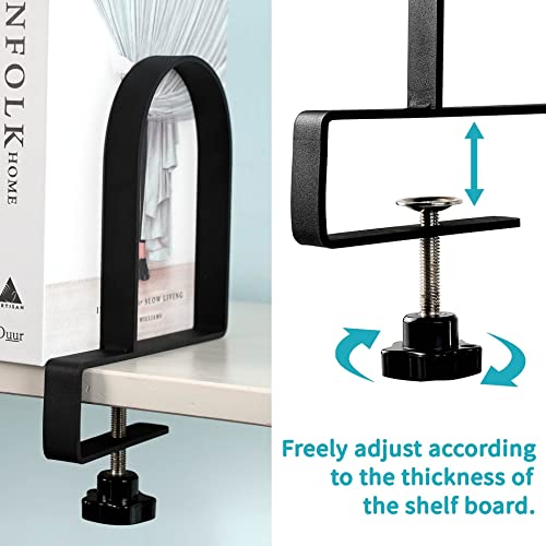 AJART Adjustable Book Ends for Shelves: Black Heavy Duty Bookends - Metal Clamp Book Organizer Storage Holders - color: Black