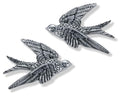AMOIENSIS Bird Wall Sculpture Art, (Set of 2) 4¾ inch Resin Metallic Silver Bird 3D Sculpted Floating Hanging Wall Sculpture Decoration - color: Metallic Silver