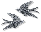 AMOIENSIS Bird Wall Sculpture Art, (Set of 2) 4¾ inch Resin Metallic Silver Bird 3D Sculpted Floating Hanging Wall Sculpture Decoration - color: Metallic Silver