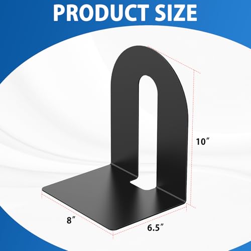 Heavy Duty 10" Bookends,Steel Black Metal Bookends (1 Pairs-2 pcs) - size: 2 pcs