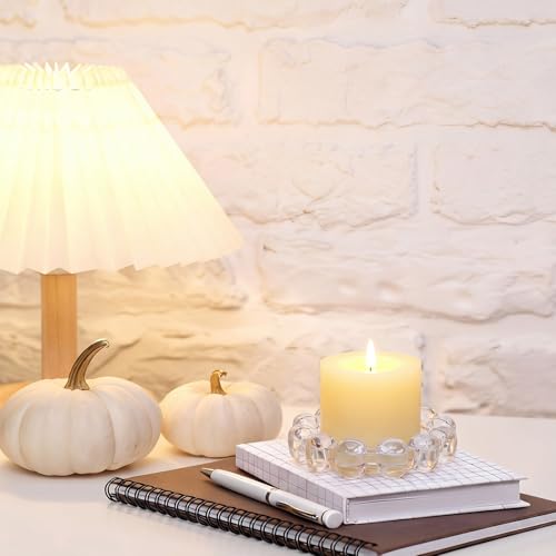 2 Pack Bubble Candle Dish, Fits up to 3 Inch Wide Chic Glass Candles Holder Tray Candle Plates Modern Diffusers Dish for Home Decor(Clear) - color: Clear