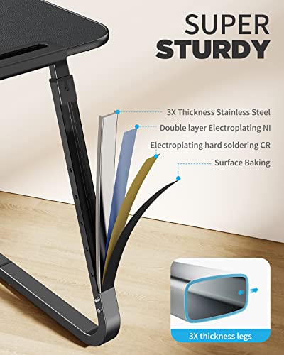 SAIJI TV Tray Table - Heavy Duty Extra Large TV Trays, Upgraded Dinner Trays for Eating on Couch, Tilt & Height Adjustable Snack Table Laptop Desk for Sofa, Bedside and Recliner - color: Black