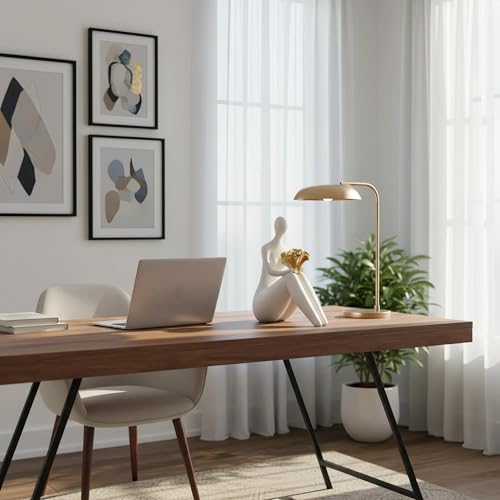 Lescafita White Abstract Figure Statue with Flowers, Modern Resin Sculpture for Home Decor, Minimalist Figurine Art for Living Room, Office Desk, Gift for Art Lovers - color: W1