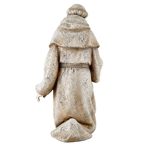 Avalon Gallery Garden Statue - Saint Francis of Assisi Stone-Resin Indoor/Outdoor Catholic Sculpture, 14.5" Tall, Kneeling with Bird - color: Kneeling With Bird