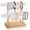 RattanView Selenite Bracelet Holder Display Stand Crystal Healing Goth Bracelet Display Stand Detachable Jewelry Wrap Watch Organizer Holder with Wooden Base for Bangles Charging Clean (2 Tier) - style: 2 Tier