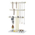 Jewelry Organizer Stand, Necklace Holder with Metal Frame, Jewelry holder stand Tree for Display, Bracelets Earrings and Ring Tray for Women (Beige, 3 Tier) - color: Beige