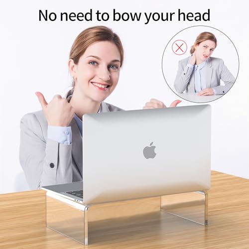 Acrylic Monitor & Laptop Stand Riser - Clear Computer & Laptop Stand for Desk - Compatible with iMac, MacBook & All Notebooks - White Aesthetic Decoration for Office & Home - style: 12.5''