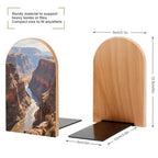 Personalized Wood Book Ends Metal Base Big Valley Landscape Printing Bookend Modern Heavy Duty Bookends for Home Or Office 1 Pair - color: Big Valley Landscape