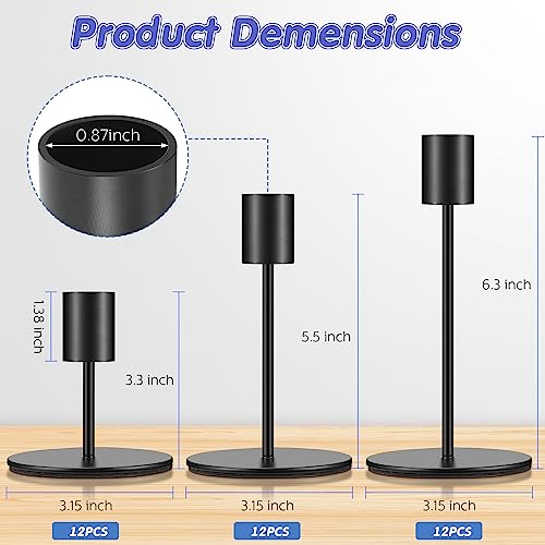 Sieral Candle Holders Bulk Taper Candlesticks Holders Set Modern Decorative Metal Candelabras for Wedding Anniversary Home Dinning Table Centerpiece Xmas Party Decor(Matte Black,36 Pcs) - color: Matte Black