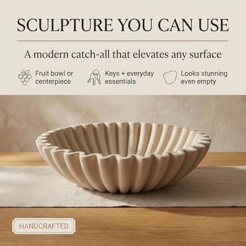 OAKOA Concrete Decorative Bowl - Organic Modern Home Decor Bowl - Decorative Objects - Cement Fruit Bowl - Modern Organic Home Decor - color: Gray