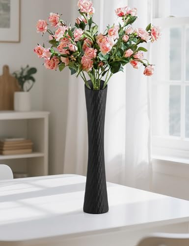 Black Vase 16" Tall Table Ceramic Vases,Skinny Long Vase for Pampas Grass,Modern Minimalist Style Flower Vases for Home Decor Office Decoration,Centerpieces - color: Tallvase-black