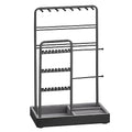 SONGMICS Jewelry Holder, Jewelry Organizer, Jewelry Display Stand with Metal Frame, Velvet Tray, Necklace Earring Bracelet Holder, for Studs, Rings, Gift Idea, Ink Black UJJS021B01